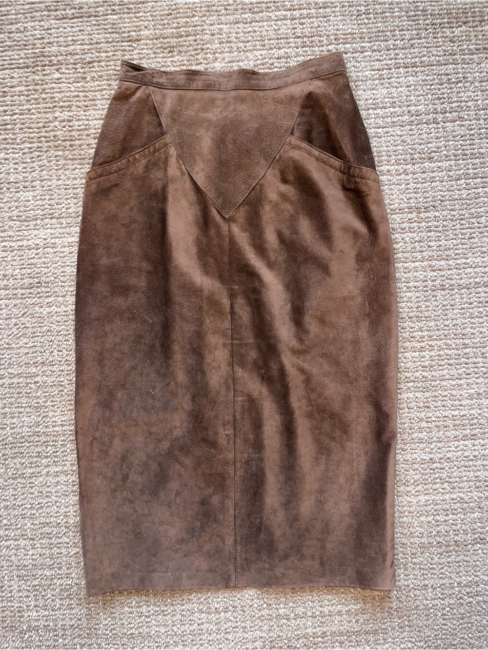 Vintage Danier Genuine Brown Suede Midi Skirt Size 12 Western South West